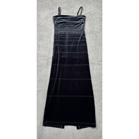 Vintage Y2K Morgan and Co Dress Womens 11/12 Gray Velvet Maxi Whimsigoth Hoco‎ - Picture 1 of 13
